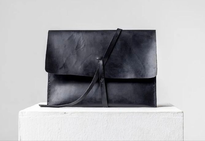 Black Premium leather envelope bag